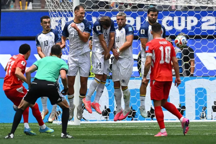 Suiza celebra su victoria 4-1 sobre Bosnia.