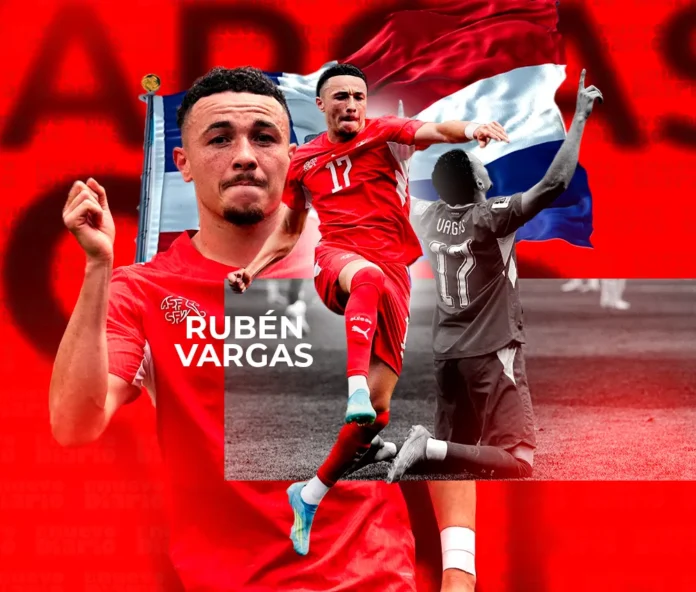 Rubén Vargas celebra su histórico gol.