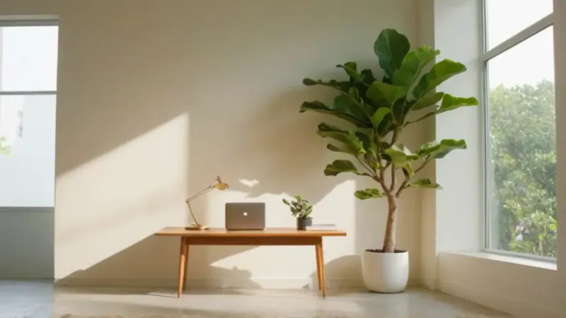 Persona en un tranquilo y luminoso estudio