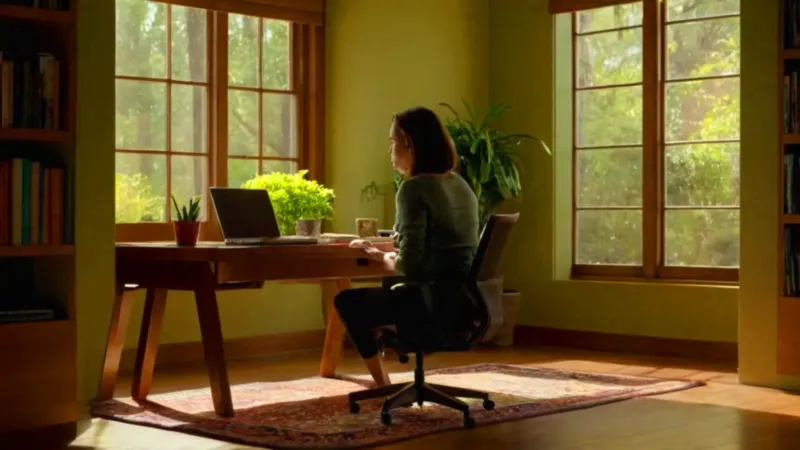 Alguien trabaja en su estudio lleno de luz