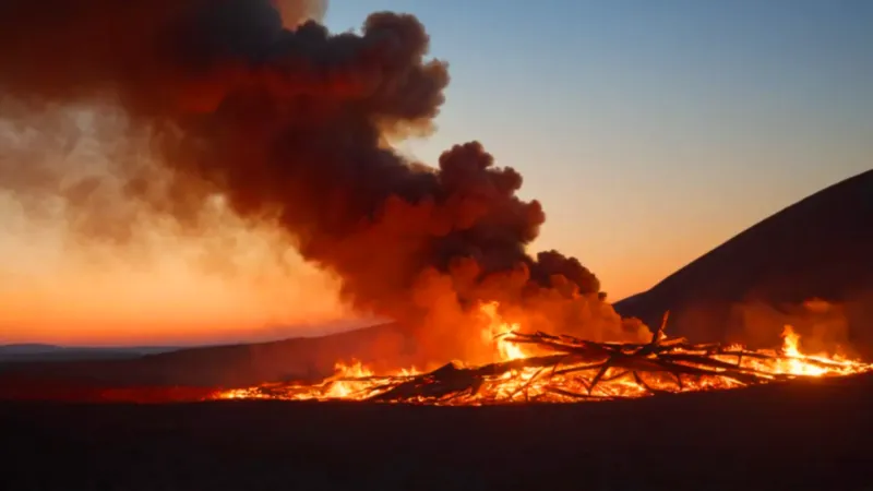 Una silueta se recorta contra la hoguera