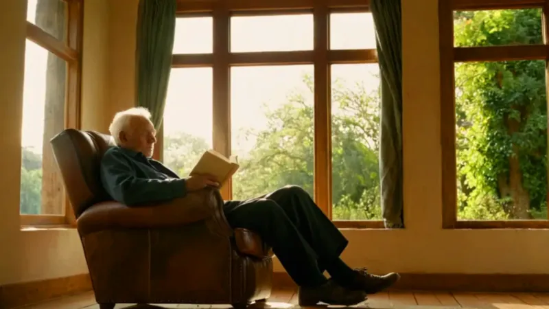 Anciano reposa serenamente bañado por la luz