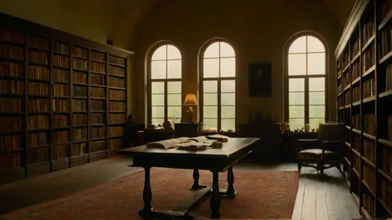 Silencioso estudio en la vasta biblioteca