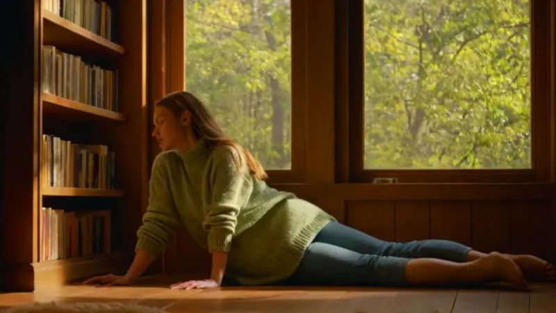 Joven lee en un estudio soleado