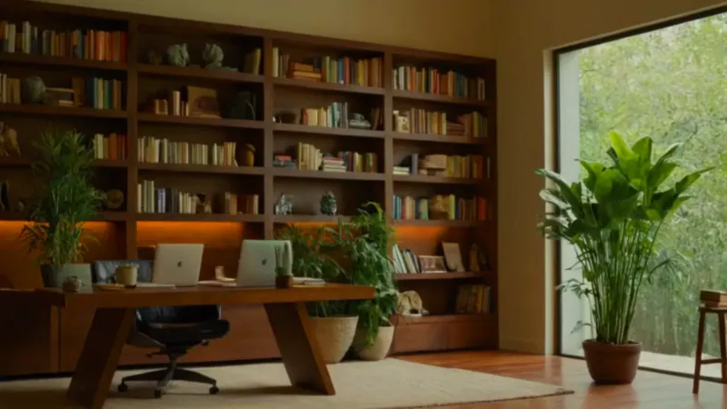 Mujer absorta en un estudio soleado