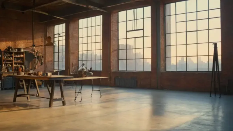 Figura ante una pantalla flotante en un loft