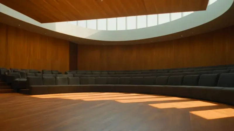 Figura solitaria en el vasto auditorio vacío