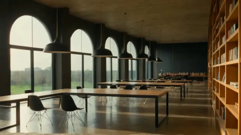 Silencioso estudio en la vasta biblioteca