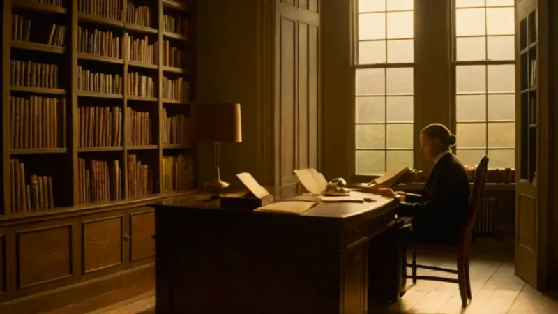 Una figura en un estudio lleno de libros