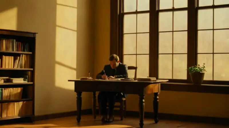 Figura solitaria en un estudio soleado