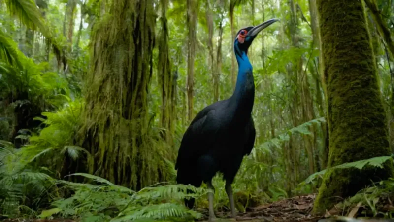 Un casuario es observado en la selva