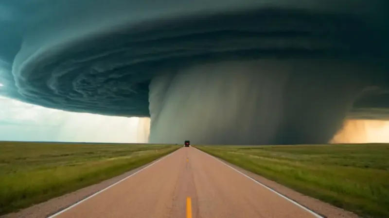Un tornado colosal domina el horizonte