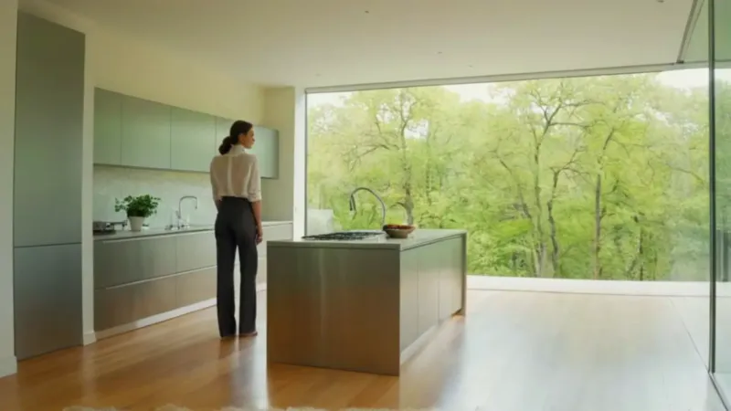 Mujer contempla el equilibrio entre dos mundos
