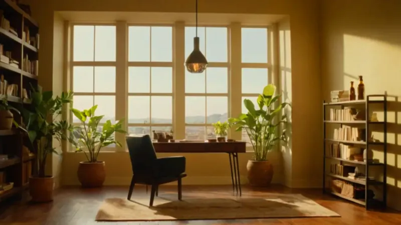 Persona trabajando en un tranquilo estudio soleado