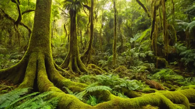 Un hombre ante la inmensidad de la selva
