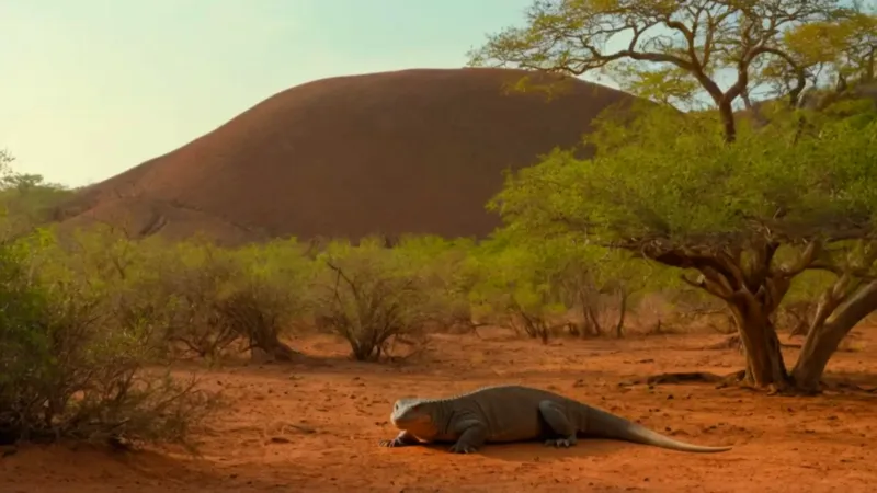 Alguien observa un dragón de Komodo