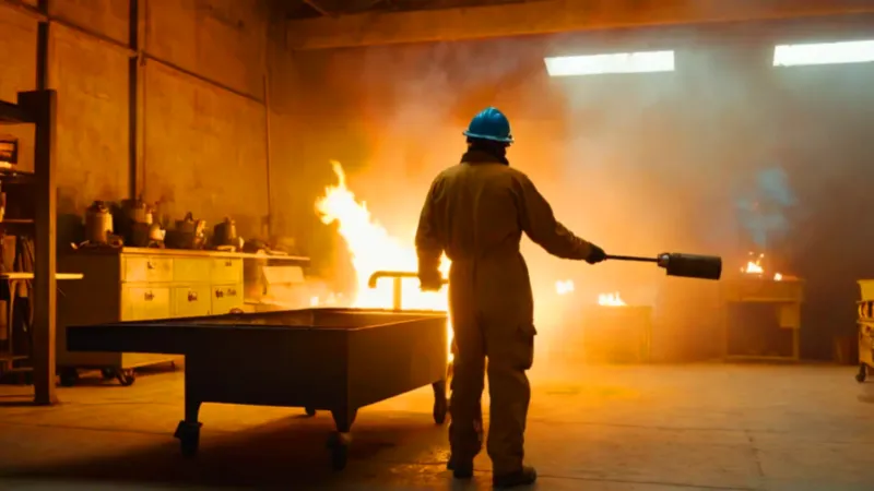 Un artesano trabaja entre llamas y sombras