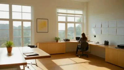 Mujer trabajando en un espacio luminoso