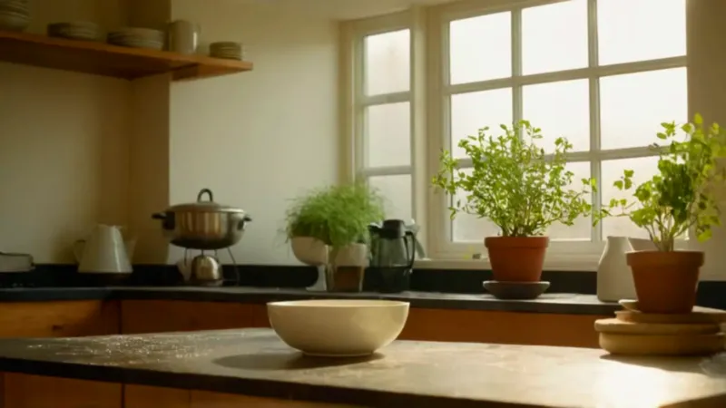 Alguien bate en una cocina luminosa