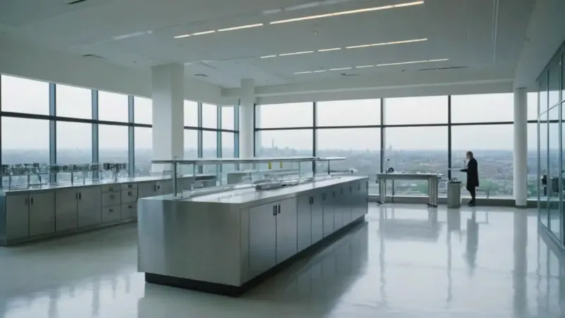 Investigador solo en un laboratorio avanzado