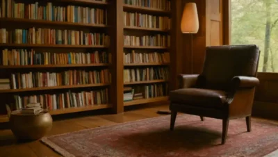 Lectura tranquila en una biblioteca soleada