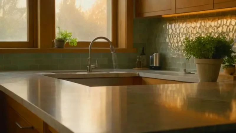 Persona preparando algo en una cocina luminosa