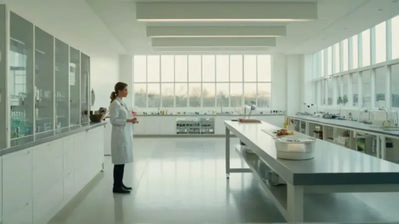 Luminoso laboratorio con una científica