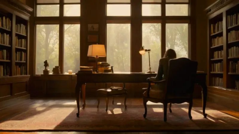 Alguien estudia concentrado entre libros y luz