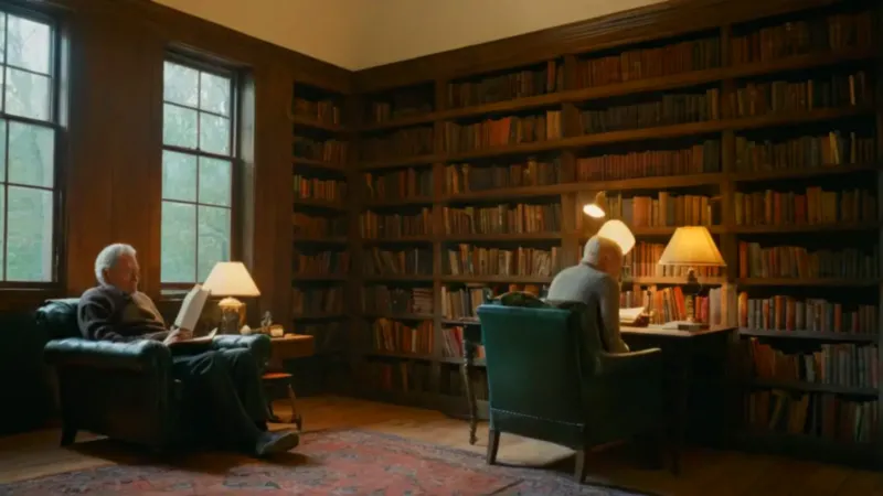 Un erudito contempla en su estudio iluminado