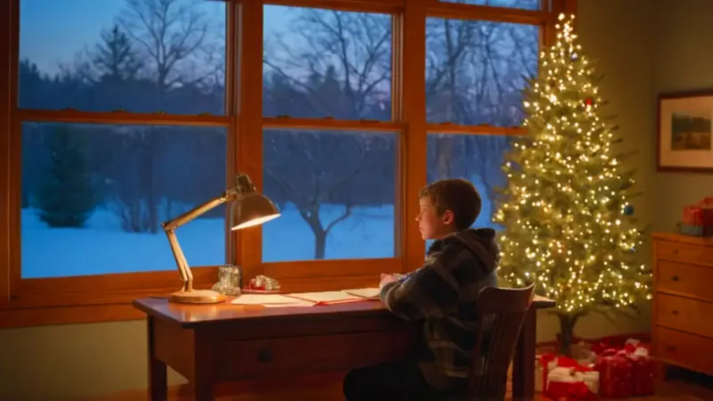 Joven contempla la nieve desde la ventana