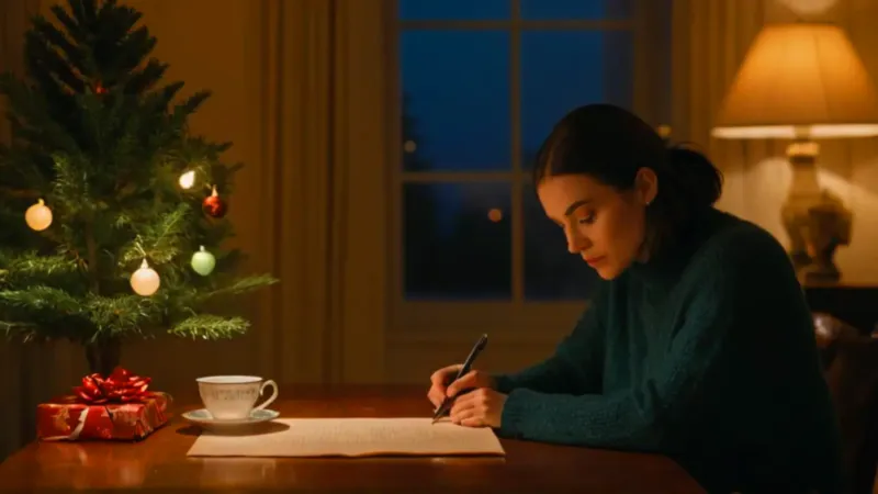 Alguien escribe en una cálida tarde navideña