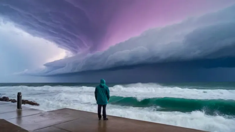 Un hombre solitario se enfrenta a la tormenta