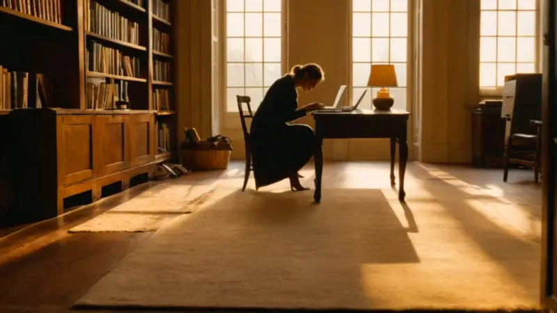 Trabajo concentrado en un estudio soleado