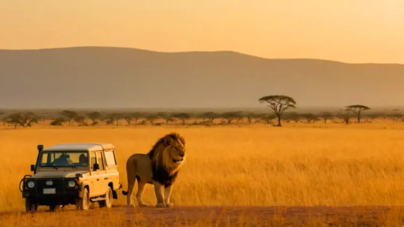 Fotógrafo retrata un león en la sabana
