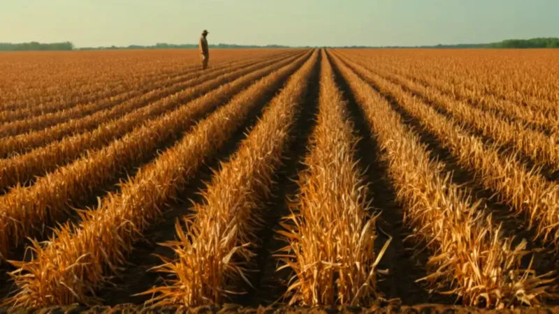 Figura solitaria en un maizal dorado