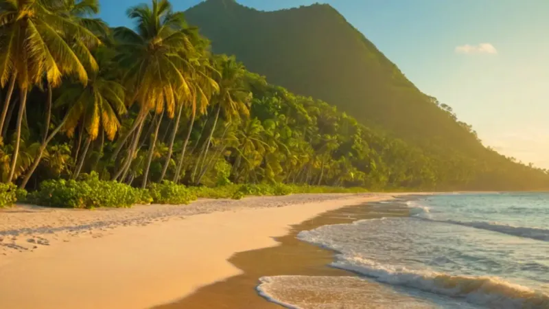 Figura solitaria en un paraíso tropical