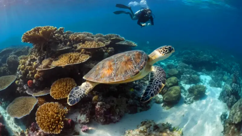 El buzo admira el vibrante arrecife