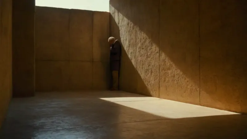 Un anciano prisionero en una celda sombría