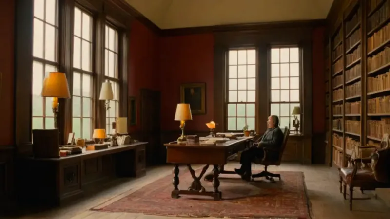 Un hombre estudia en su estudio soleado