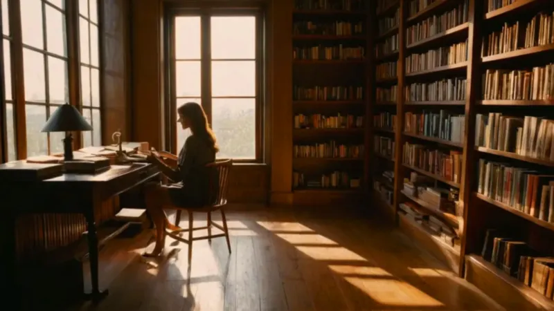 Mujer en un tranquilo estudio soleado