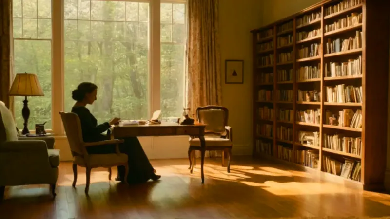 Una mujer en un estudio bañado de luz