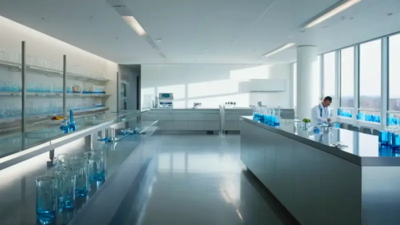 Científico concentrado trabajando en un laboratorio moderno