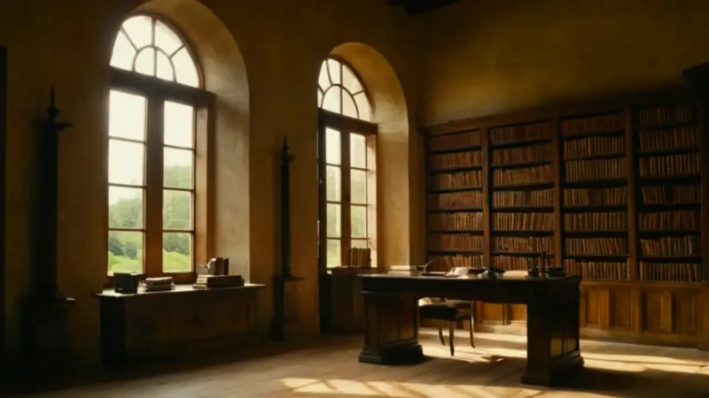 Luz ilumina el estudio en la biblioteca