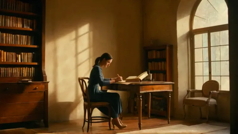 Joven lee concentrada en su estudio