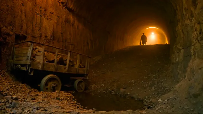 Un minero ilumina la profunda oscuridad