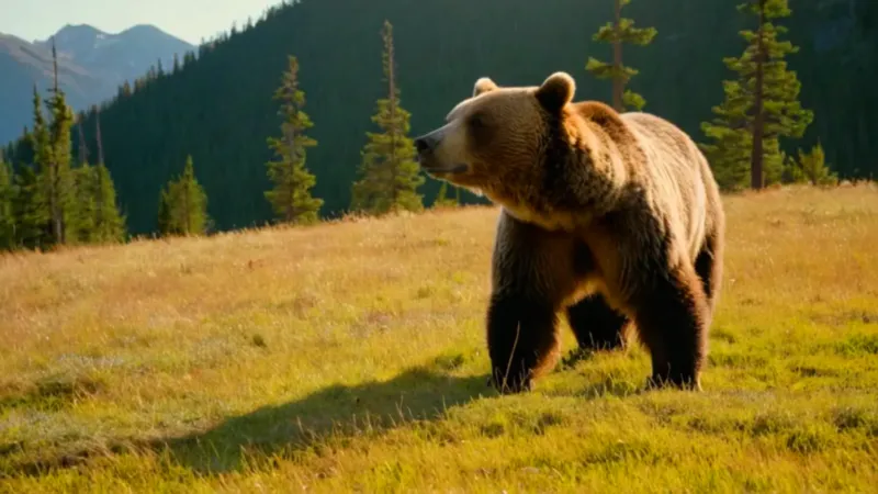 Un oso inmenso empequeñece a una persona