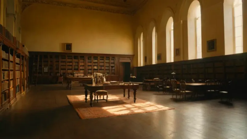 Silencioso estudio en la vasta biblioteca
