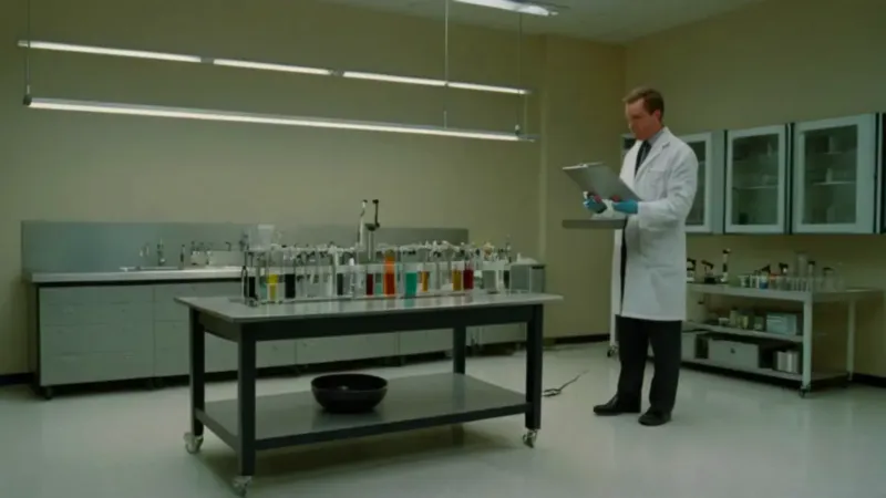 Científico trabajando en un laboratorio muy equipado