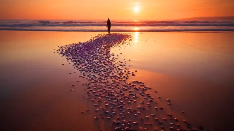 Silueta solitaria ante el mar crepuscular