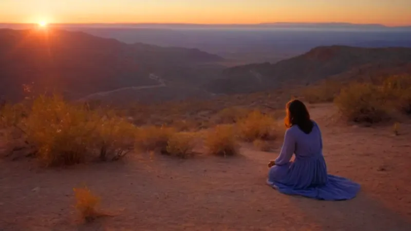 Una aparición ilumina a la figura arrodillada